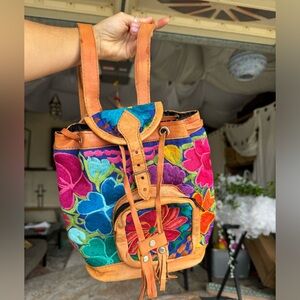 Moni flower leather backpack